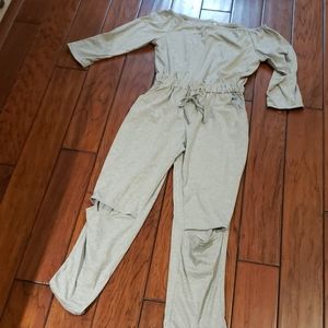 Cute gray cotton jumpsuit...NWOT, never worn...